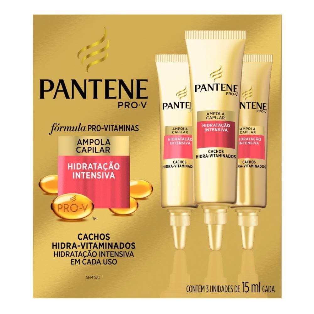 Kit 3 Ampola de Tratamento Pantene Cachos Hidra-Vitaminados 15ml
