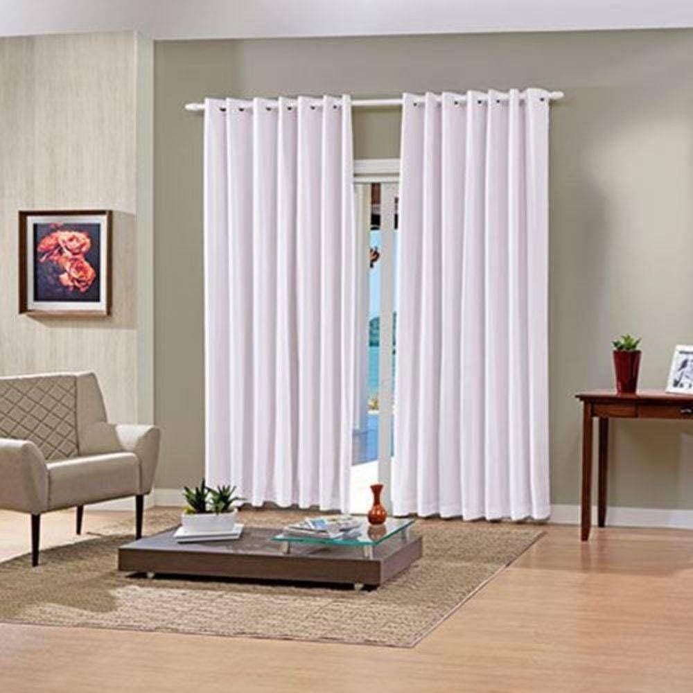 Cortina Pratika Blackout C/ Voal e Ilhós Cromado 420X250 Bella Janela