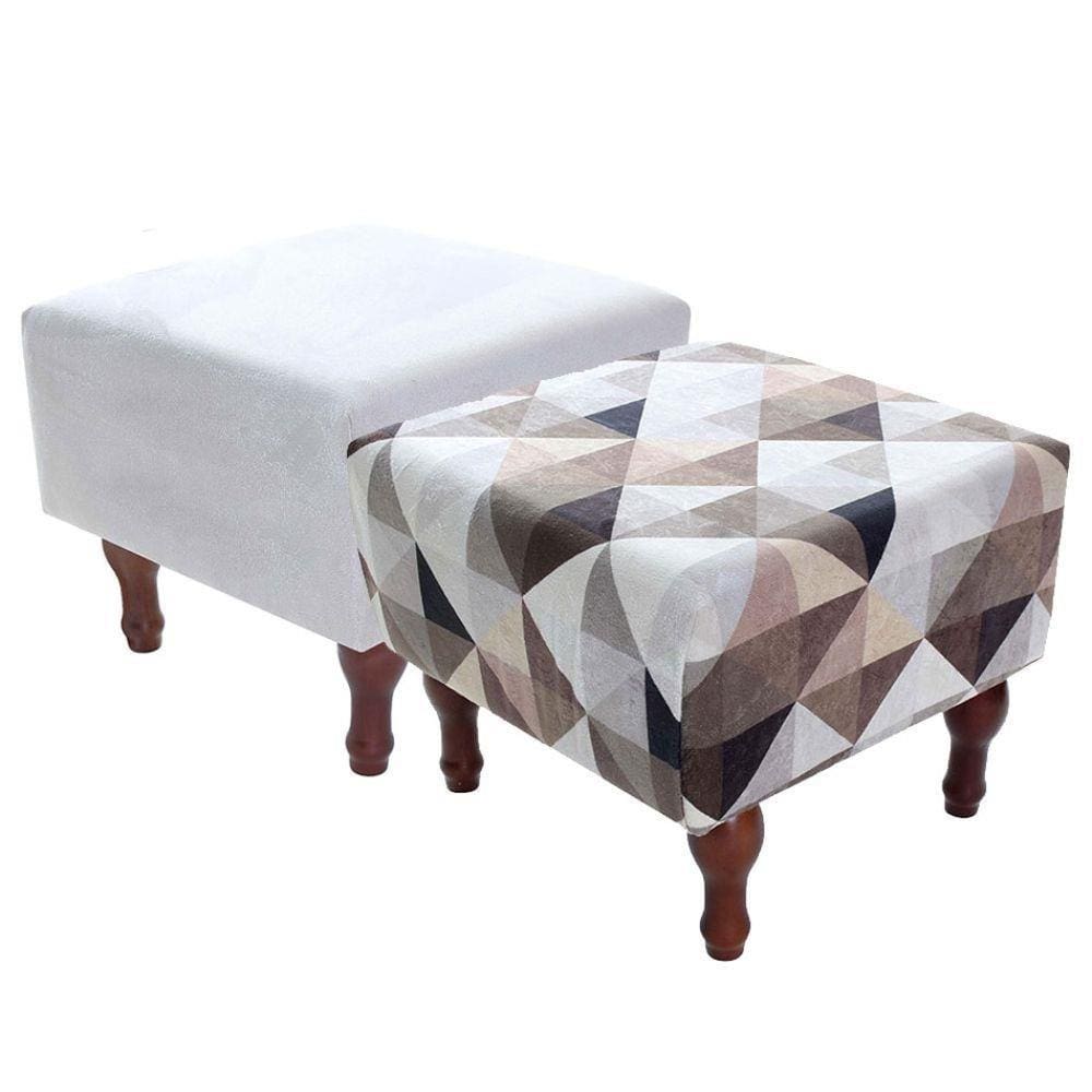 Kit com 2 Puff Banqueta 40x40cm Quadrado Decorativo Pés Madeira