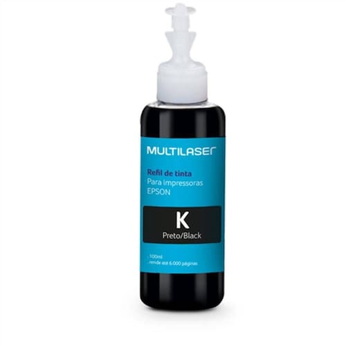 imagem-Refil De Tinta Preto Multilaser Rf005 Para Impressora Epson 100Ml