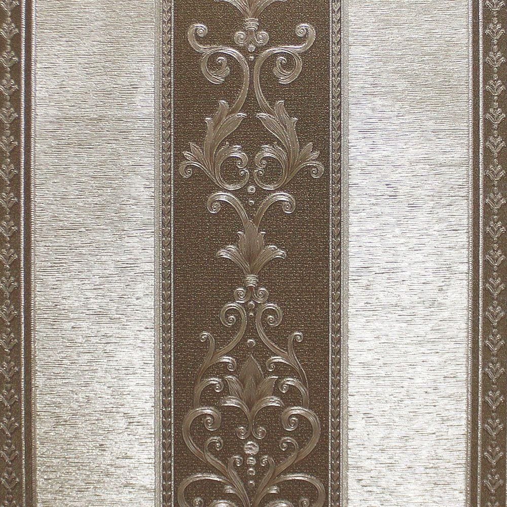 Papel de Parede Italiano - 360905 - Listrado Colonial Marrom Claro para Sala e Quarto + Cola - 9,5 metros x 53 cm - Cobre 4,5 m²