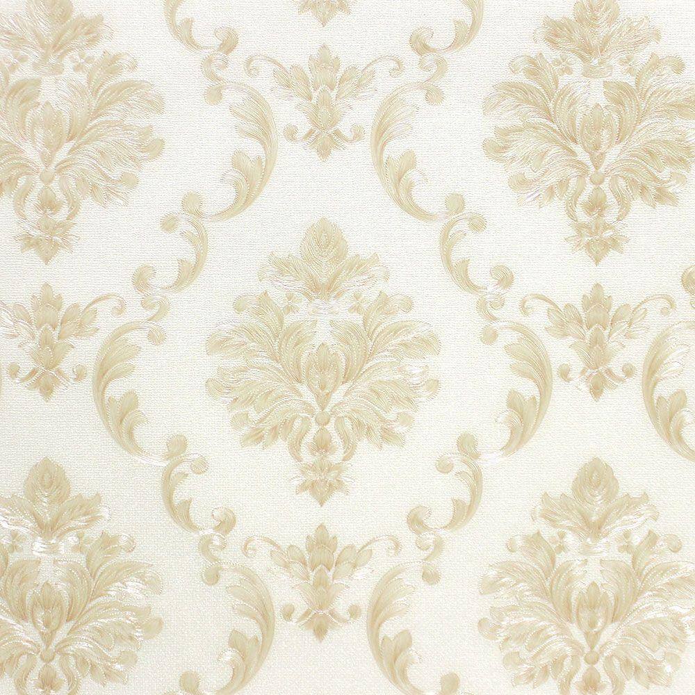 Papel de Parede Italiano - 360804 - Colonial Bege Claro para Sala e Quarto + Cola - 9,5 metros x 53 cm - Cobre 4,5 m²