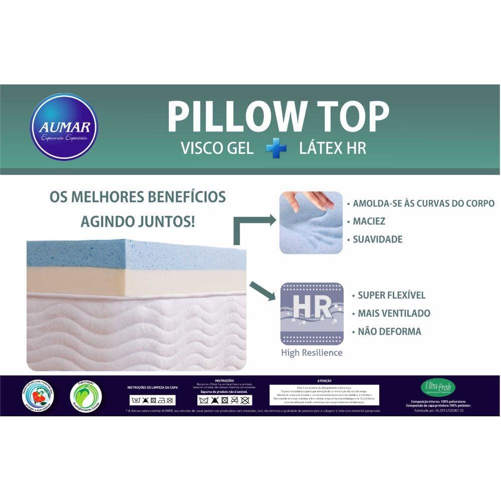 Pillow Top Visco Nasa Gel + Látex Hr Foam Casal 8cm - Aumar