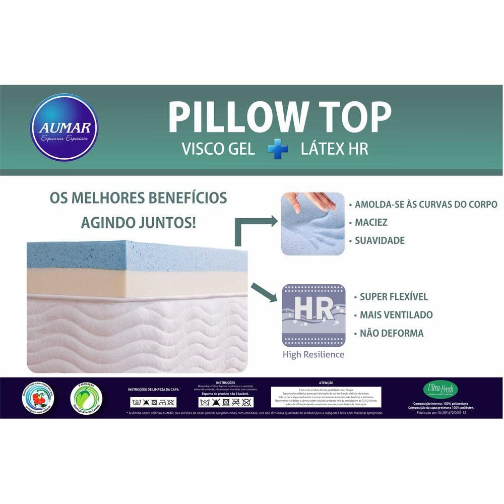 Pillow Top Visco Nasa Gel + Látex Hr Foam King 8cm - Aumar