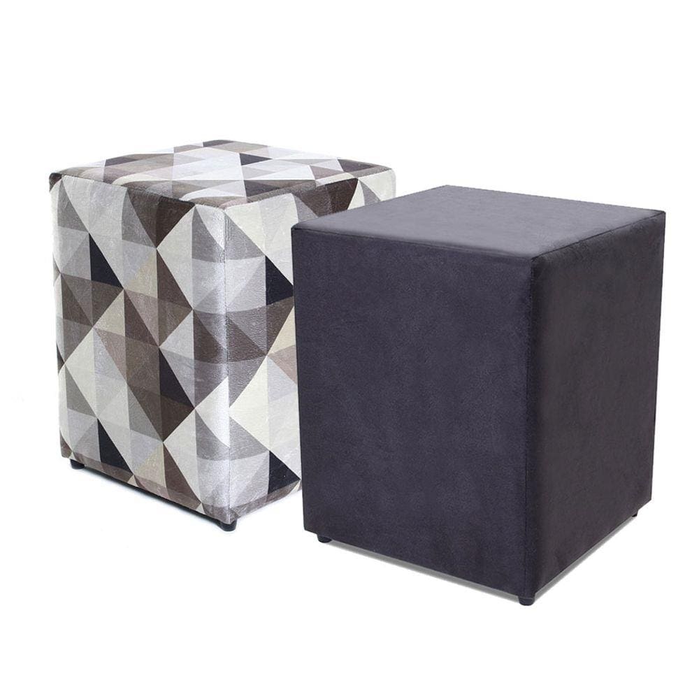 Kit 2 Puffs Quadrados Decorativo 45cm + Estampado