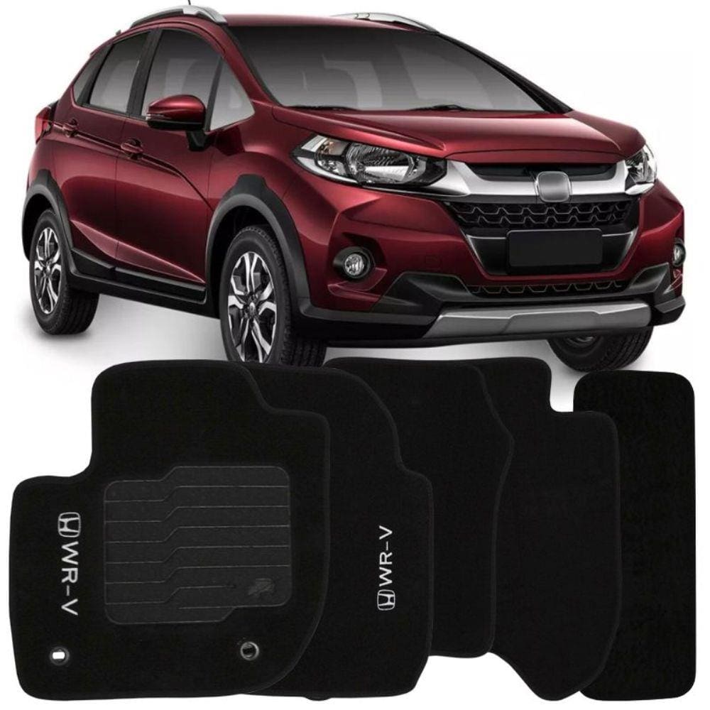 Jogo de Tapete Automotivo Carpete Honda Wrv 2017 à 2018 Soft Preto 5 Peças