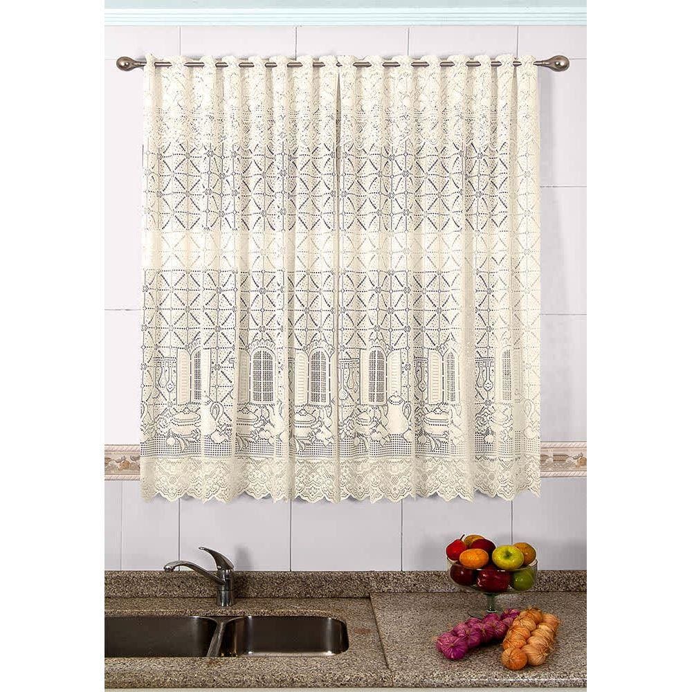 Cortina de Renda - Copa e Cozinha - Van Dyk 2,20m x 1,50m - P/ Varão - Cortilester