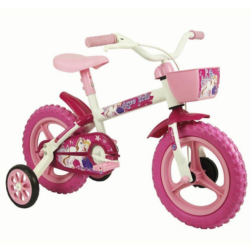 Bicicleta Aro 12” Arco-Íris Branco/Magenta - Track & Bikes