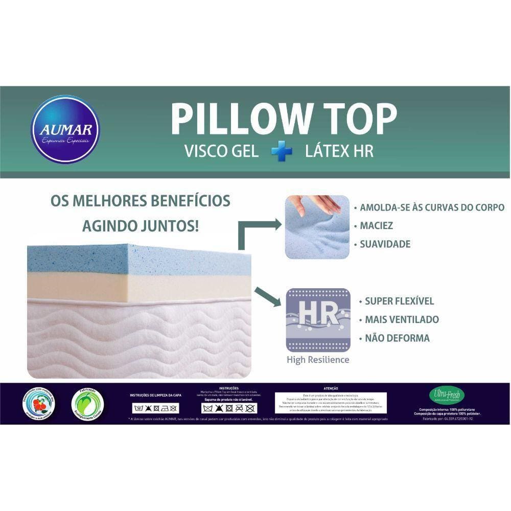 Pillow Top Visco Nasa Gel + Látex Hr Foam Queen 8cm - Aumar