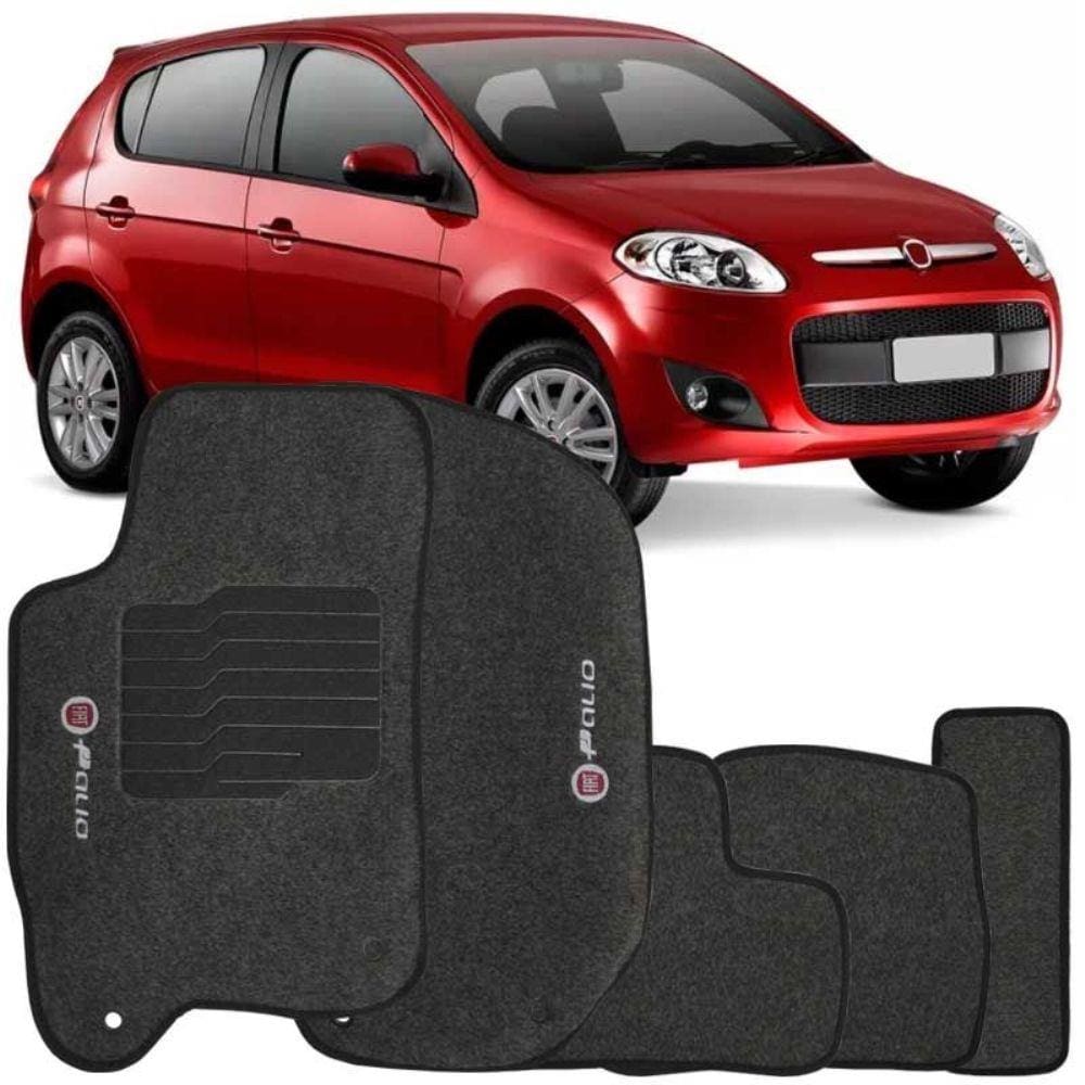Jogo de Tapete Automotivo Carpete Novo Fiat Palio 2012 à 2018 Soft Grafite 5 Peças