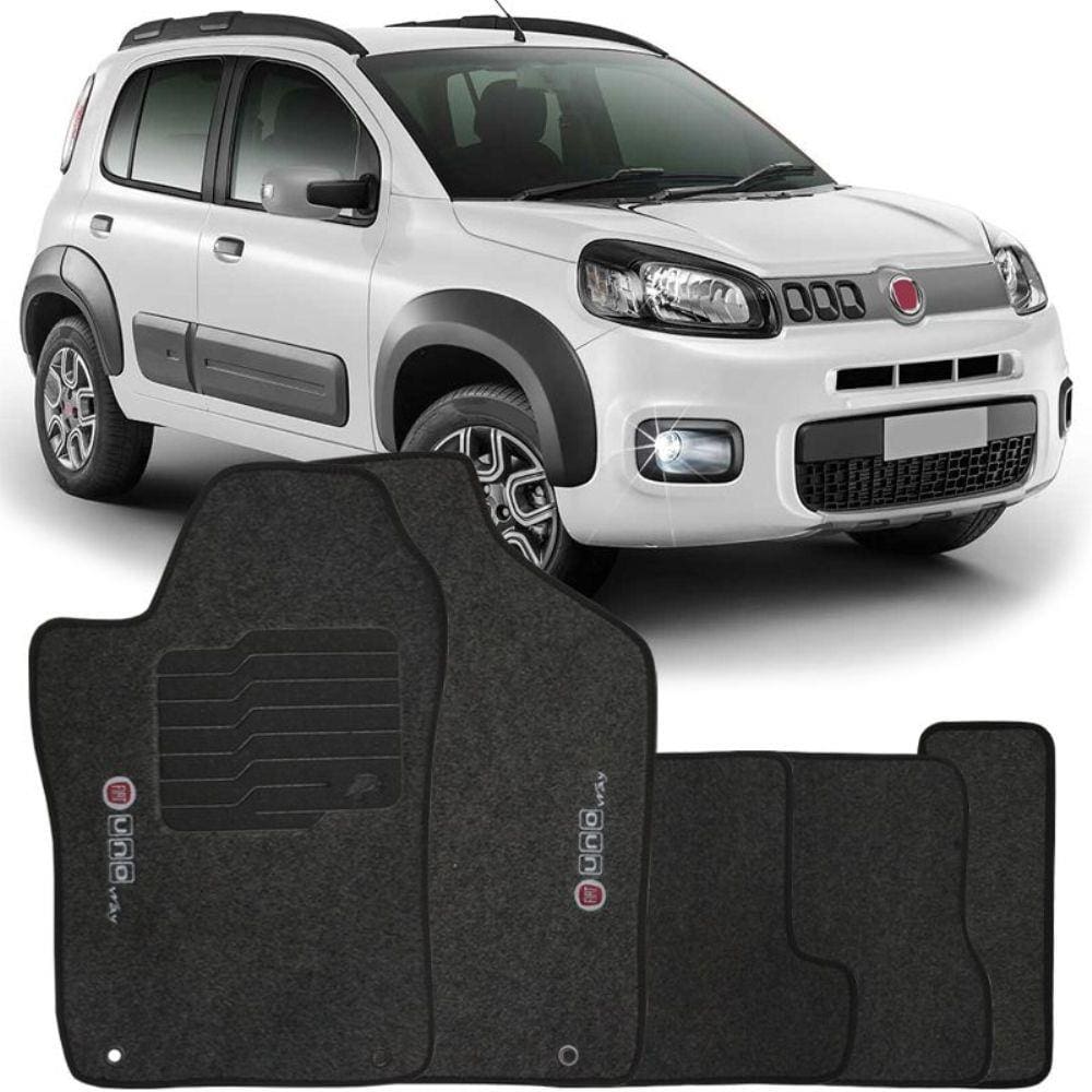 Jogo de Tapete Automotivo Carpete Fiat Uno Way 2011 à 2018 Soft Grafite 5 Peças