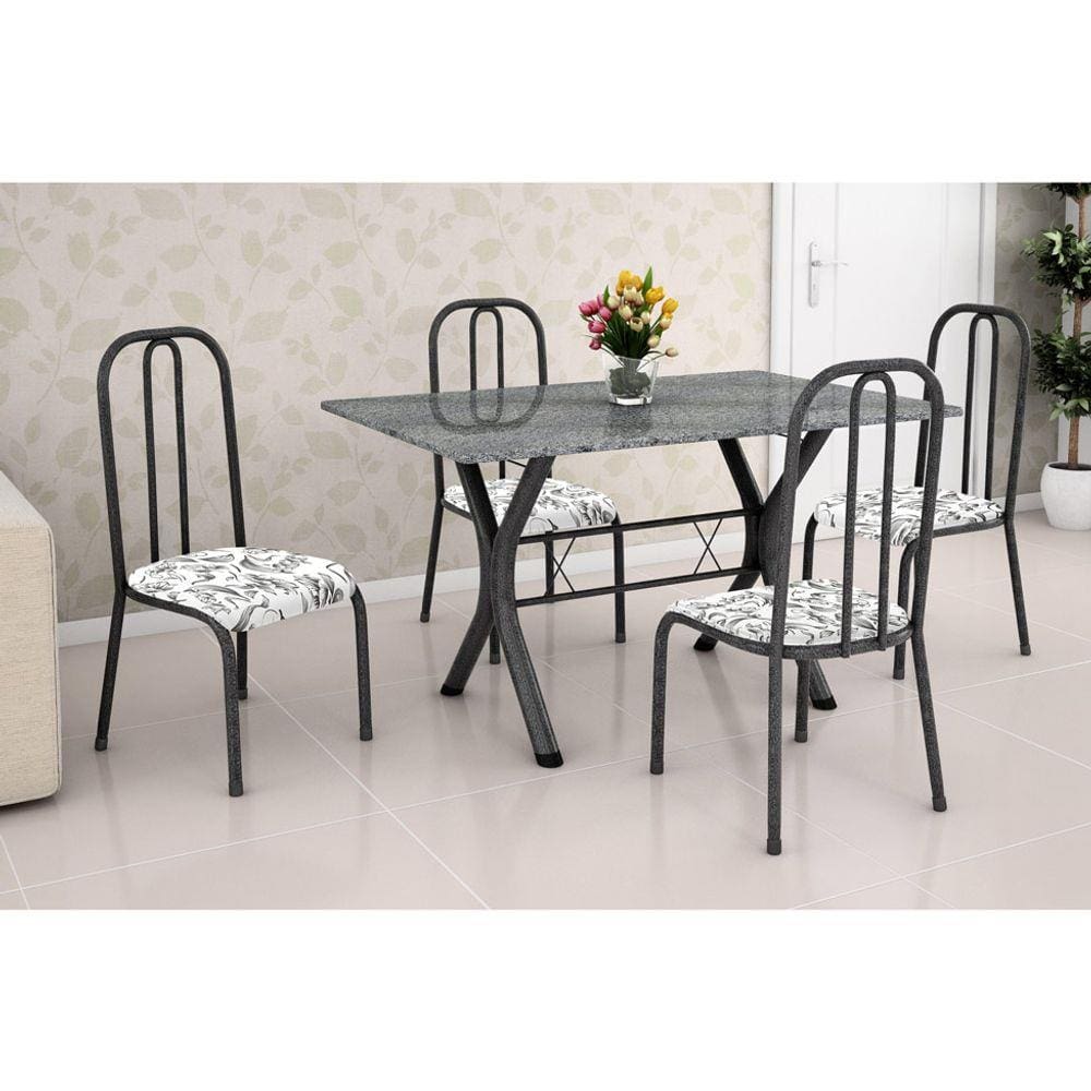 Conjunto de Mesa Miame 110 cm com 4 Cadeiras
