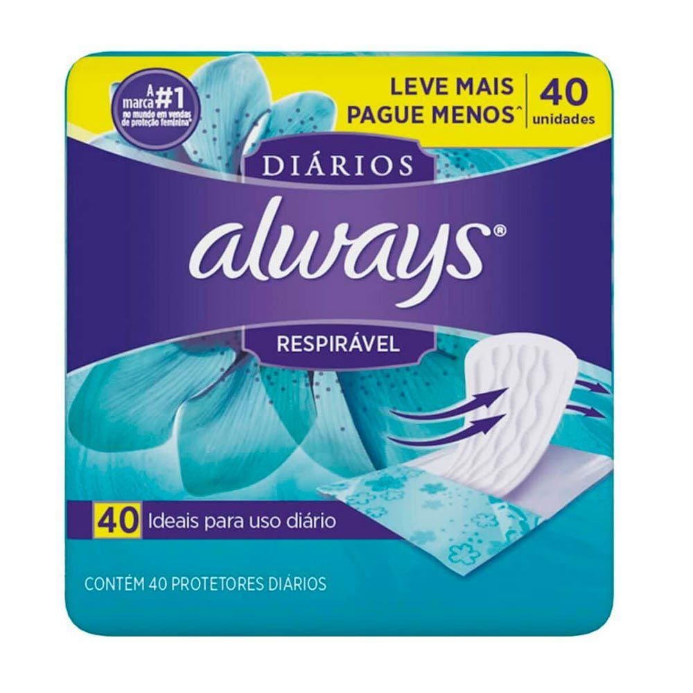 Protetor Diário Always Respirável 40 Unidades