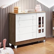 Cômoda Infantil Fraldário Ariel Branco/amadeirado MDP/MDF 95x92cm Carolina Baby