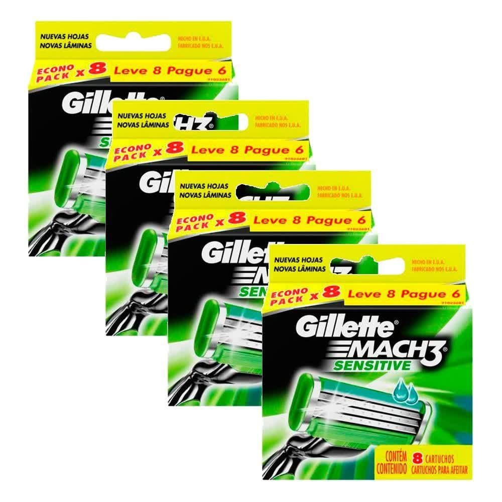 Kit Carga Gillette Mach3 Sensitive com 32 unidades