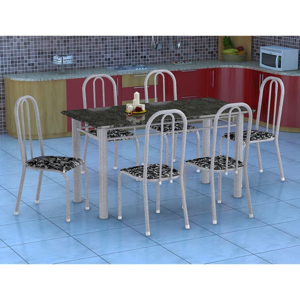 Conjunto de Mesa Granada com 6 Cadeiras Madri e GR