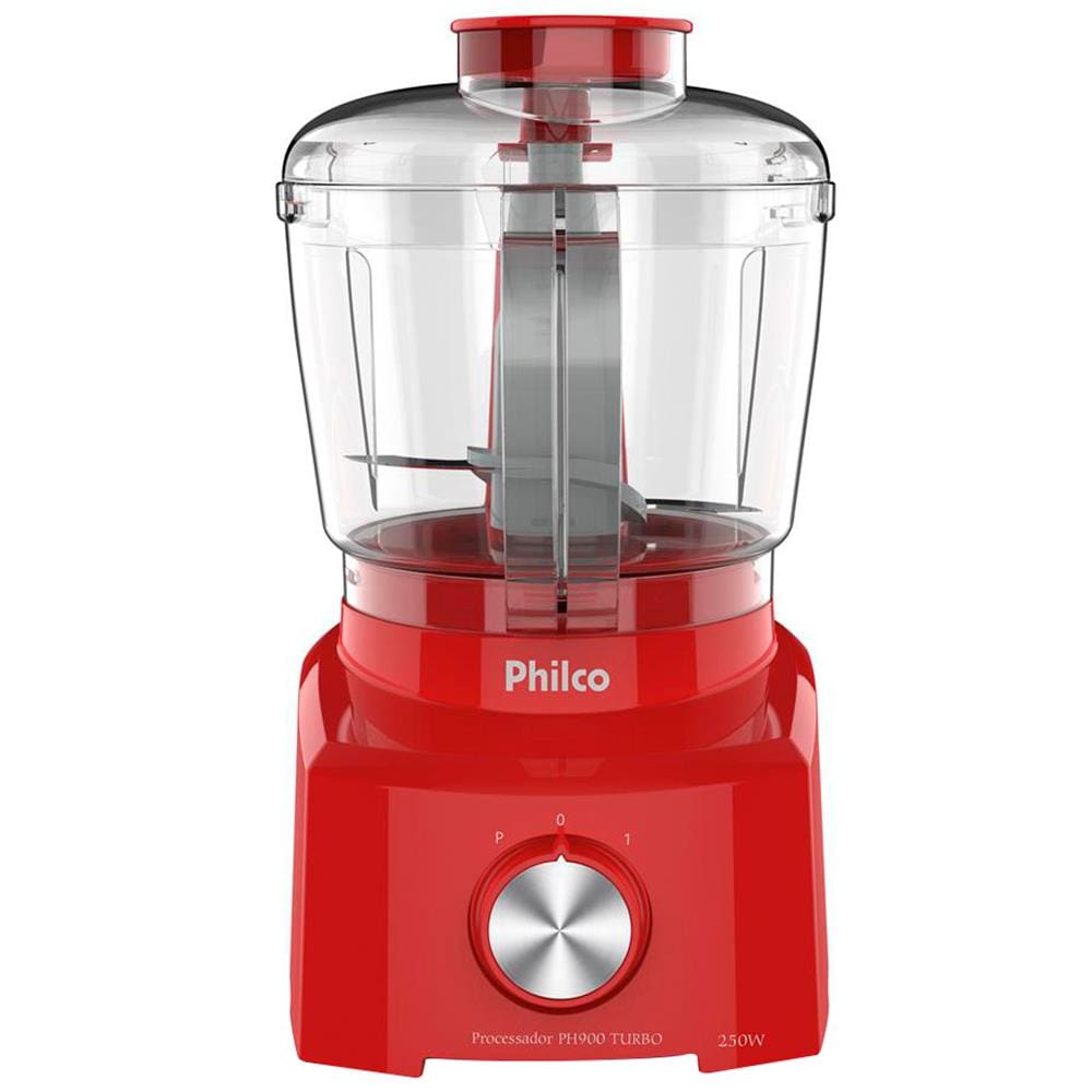 Mini Processador de Alimentos Philco PH900 Turbo 250W – Vermelho - 220V