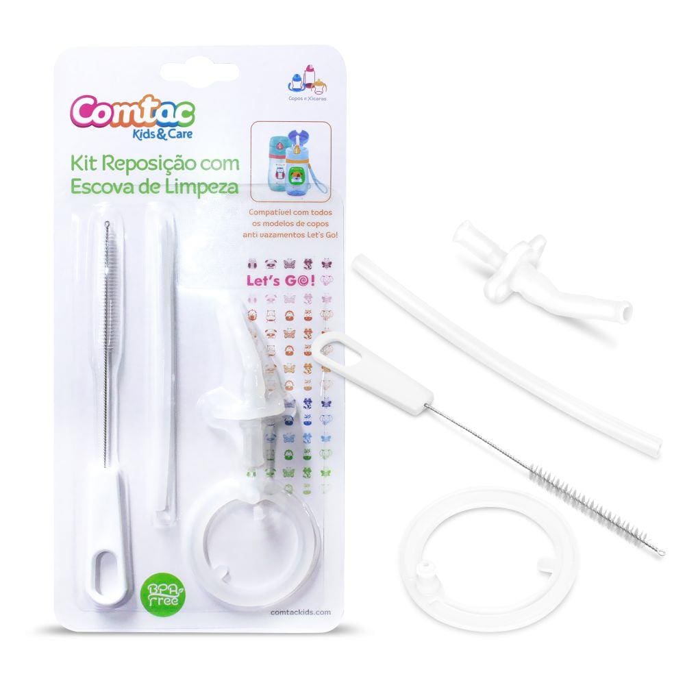 Kit Reposição com Escova de limpeza - Compatível com os Copos da Linha Lets Go - Comtac Kids - 4101