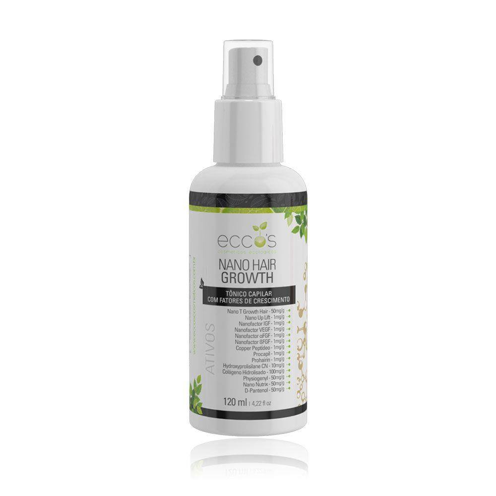 Tônico Capilar Nano Hair Growth Eccos 120ml - Com Fatores de Crescimento
