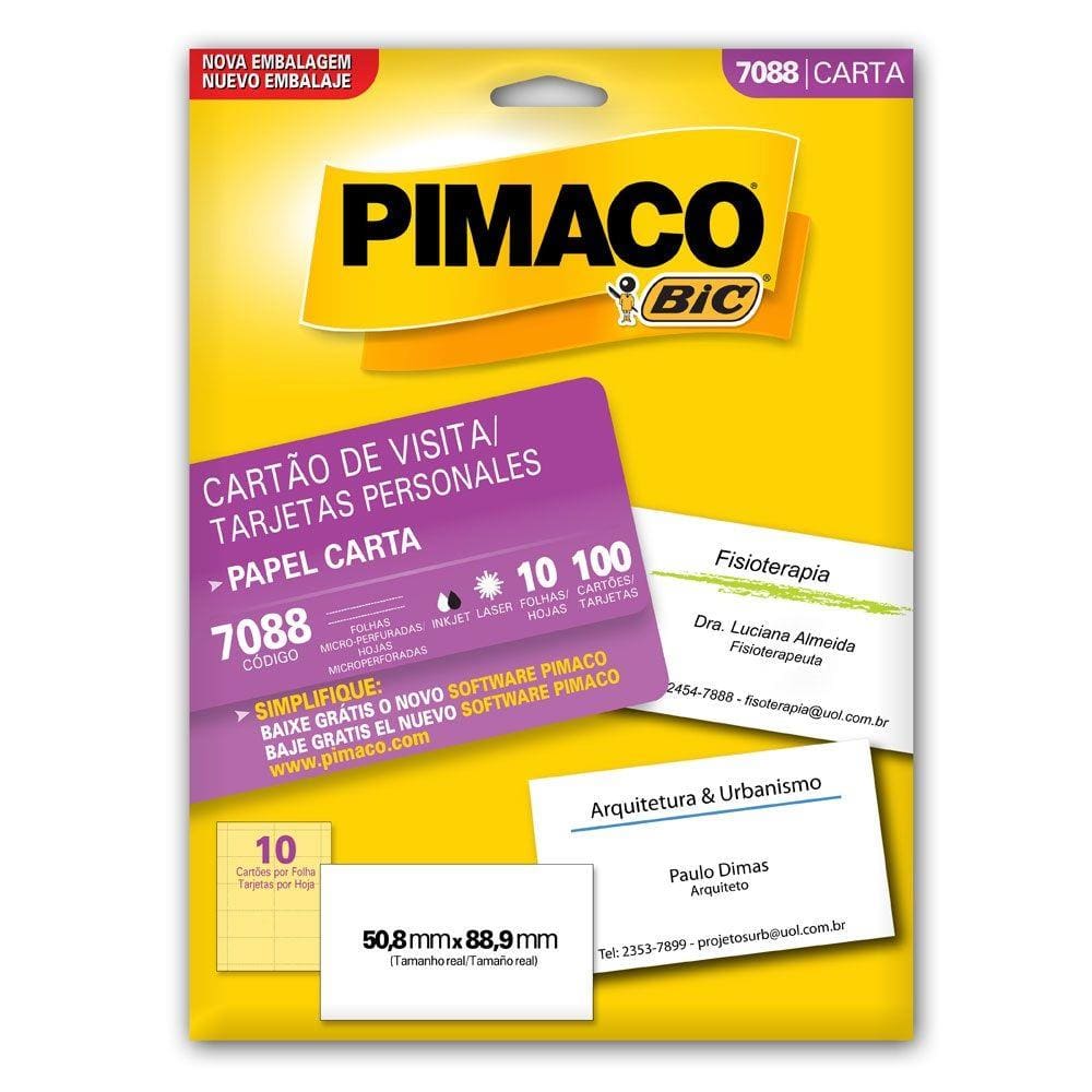 Cartão de visita 7088 (Carta) - PIMACO 10 Folhas Com 10 Cartões Por Folha