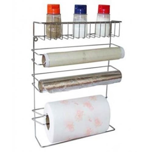 Suporte 4 Em 1 Porta Papel Toalha, Alumínio, Film e Porta Temperos - Araminas Menor preço em Suporte 4 Em 1 Porta Papel Toalha, Alumínio, Film e Porta Temperos - Araminas