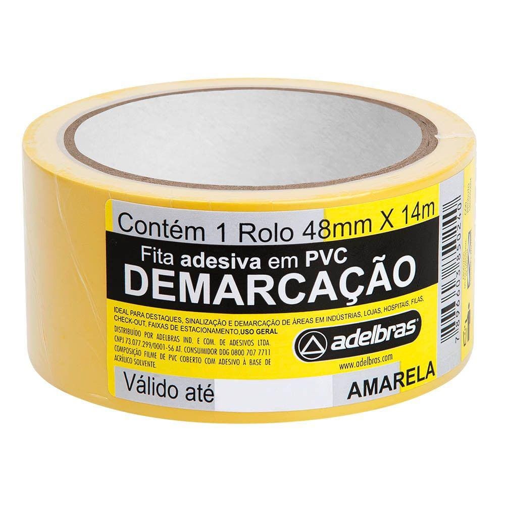 Fita Demarcação de solo 48mm x 14m Amarela c/1 uni - Adelbras