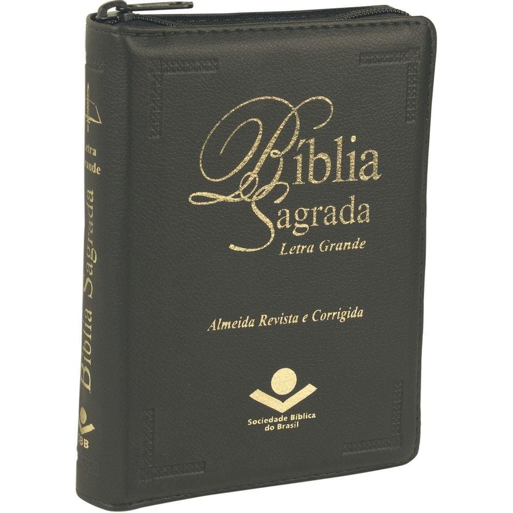 Biblia Letra Grande Almeida Corrigida Com Índice e Zíper Preta