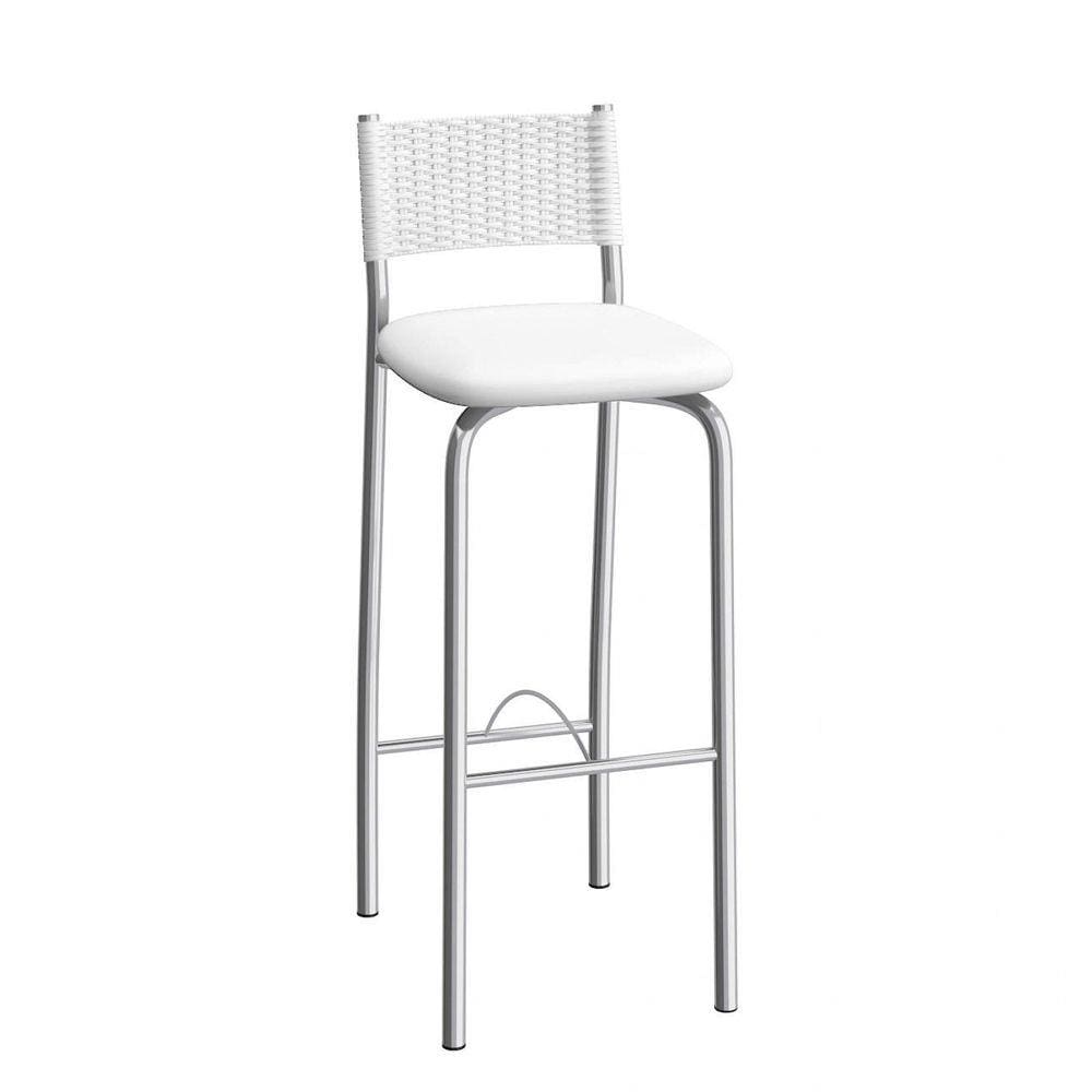 Banqueta com Encosto Mônaco 98cm Compoarte Cromado