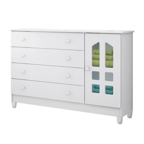 imagem-Cômoda Infantil Fraldário Gran Selena Branco Brilho MDP/MDF 130x90cm Carolina Baby