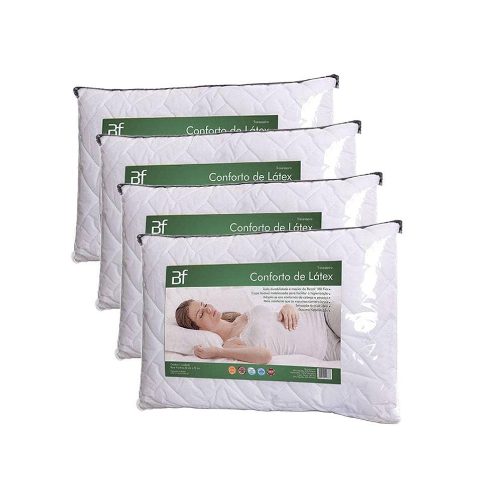 Kit 4 Travesseiro Conforto Látex Hipoalérgico Capa Percal 180 Fios
