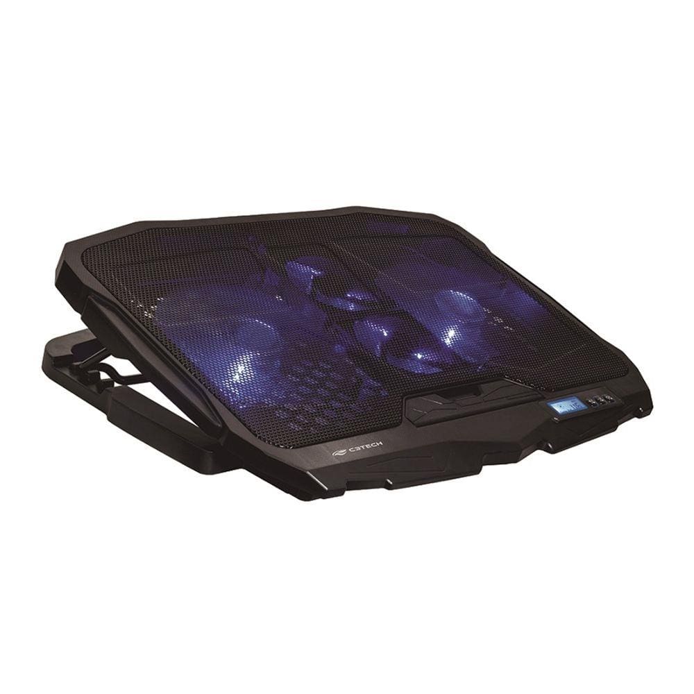 Base Notebook C3Tech NBC-100BK 17,3" 2xUSB 2.0 4Leds Azul C/Regulagem altura Preto