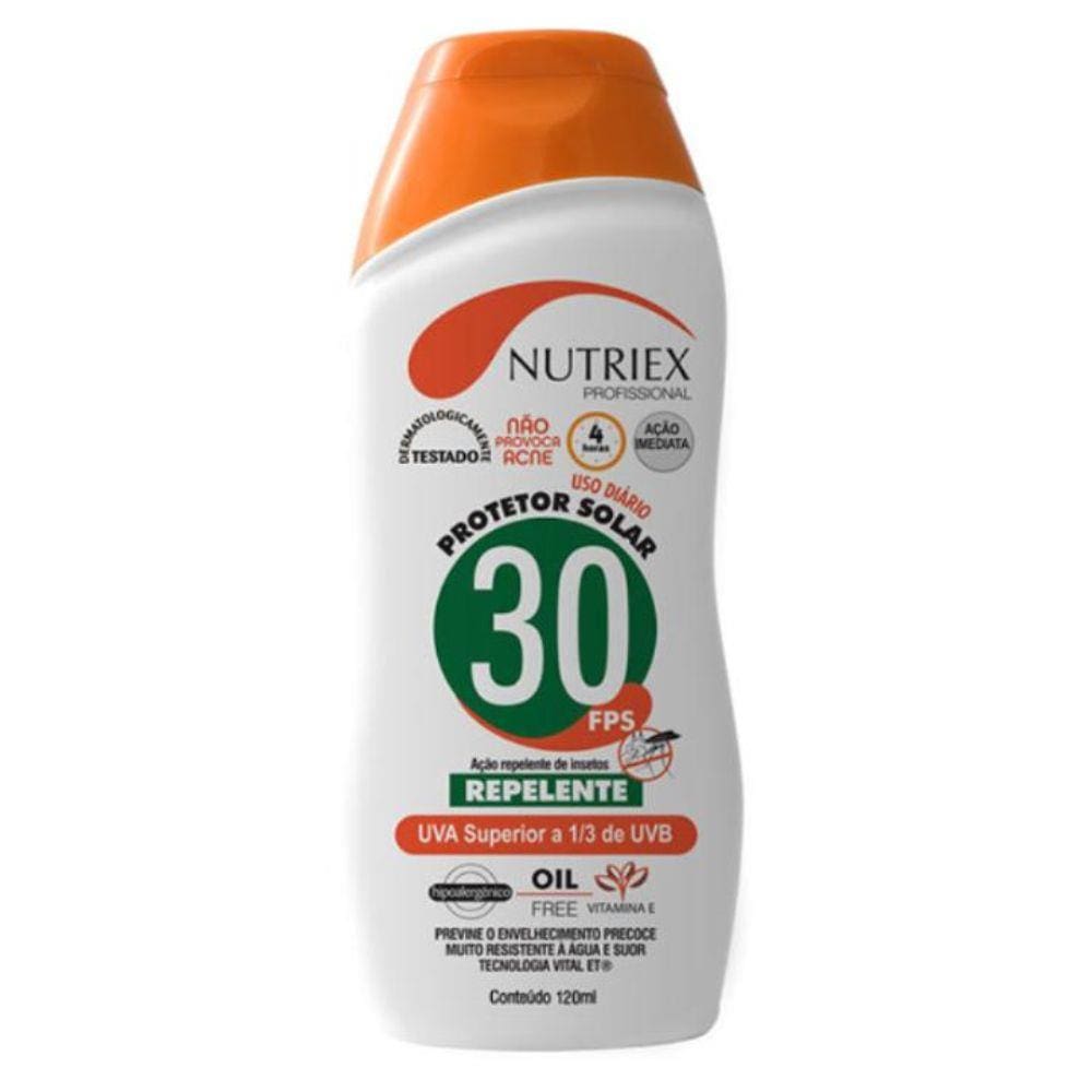 Protetor Solar Fps 30 Com Repelente 120 Ml Bisnaga Nutriex