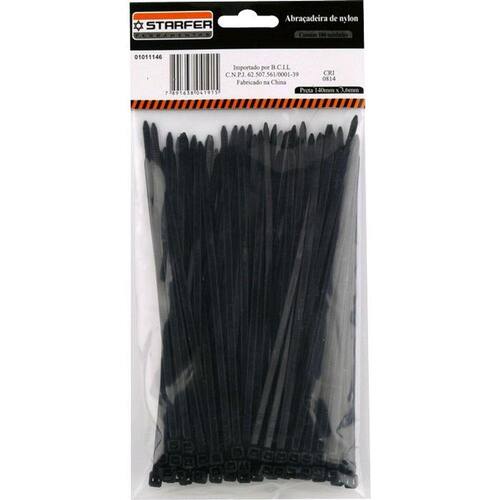 Abraçadeira Nylon Preta 150 X 3,6 Starfer Com 100 Un Menor preço em Abraçadeira Nylon Preta 150 X 3,6 Starfer Com 100 Un