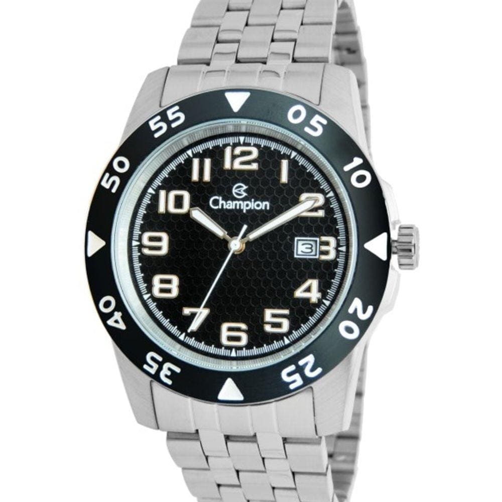 Relogio Masculino Champion Prata Fundo Preto CA31551T