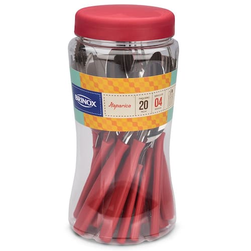 imagem-Faqueiro Brinox Aço Inox Itaparica Vermelho – 20 Peças
