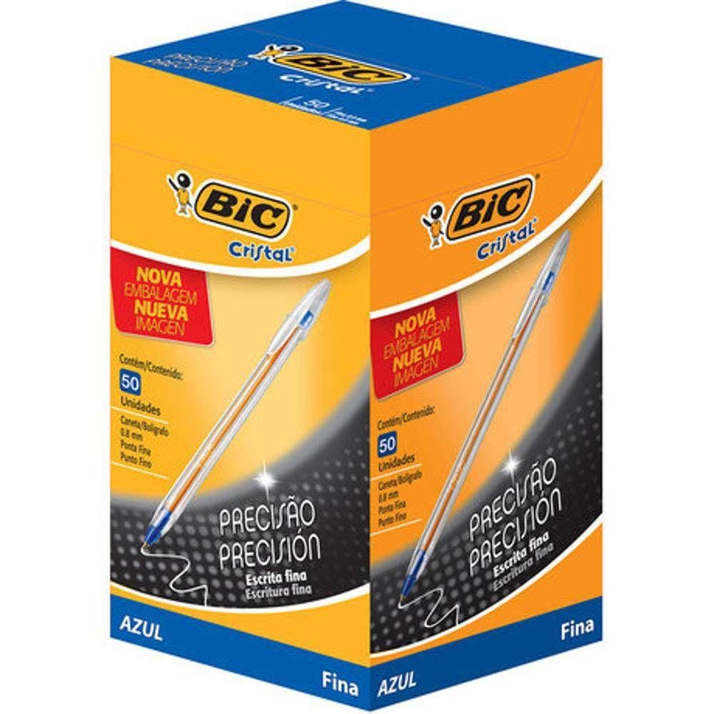 Caneta Bic Cristal Fina Azul Cx C/ 50
