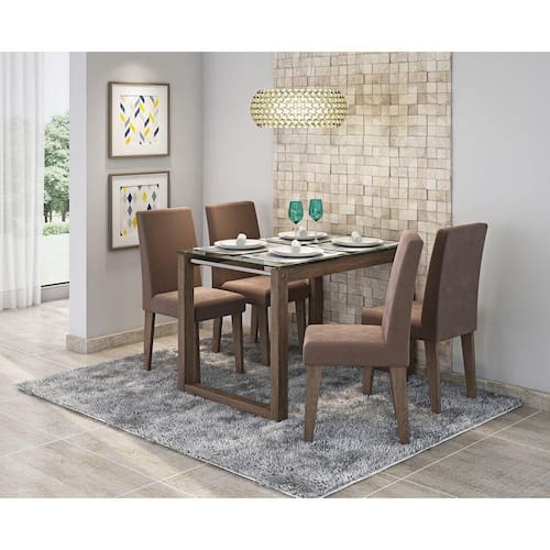 imagem-Sala Jantar Anita 120Cm X 80Cm 4 Cad. Milena - Cimol - MARROM CHOCOLATE