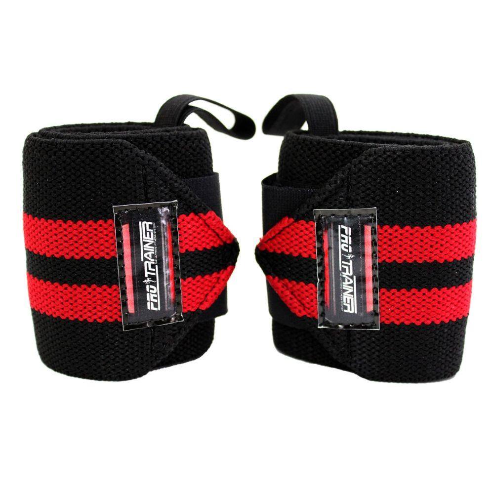 Munhequeira Profissional Crossfit preto com vermelho