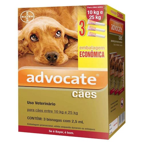 Advocate para Cães de 10 a 25 Kg 2,5 mL - 3 Bisnagas Menor preço em Advocate para Cães de 10 a 25 Kg 2,5 mL - 3 Bisnagas