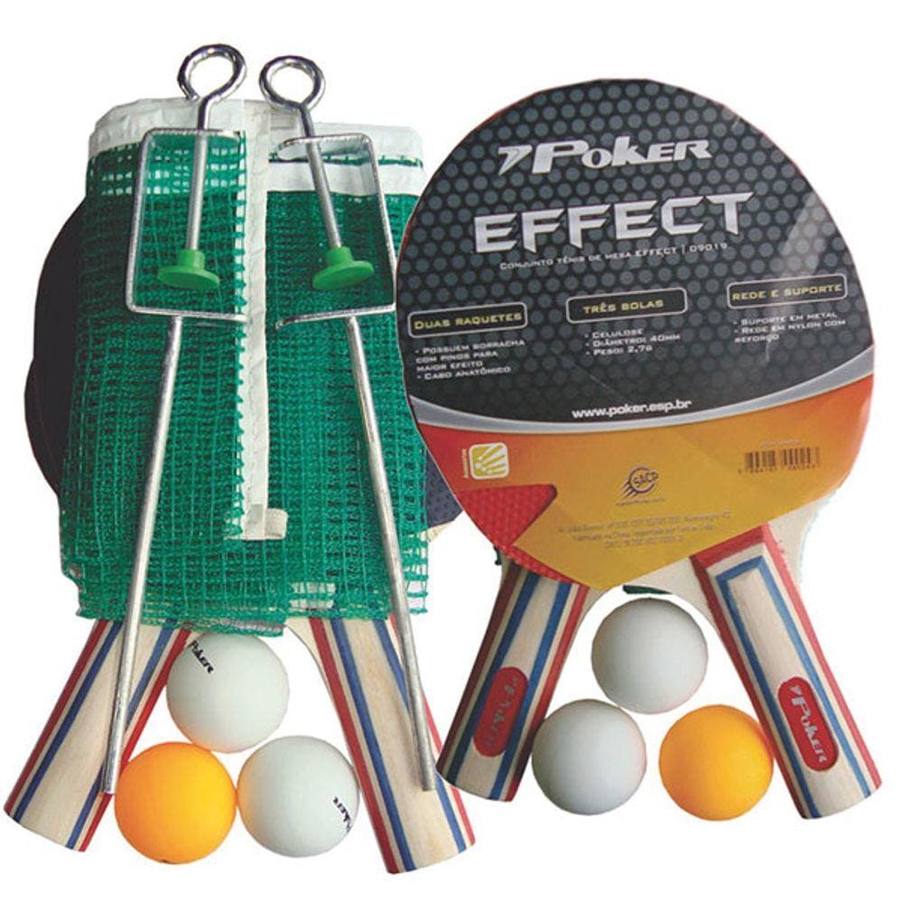 Raquete para Ping Pong Conj. Raquete+3Bolas+Suporte Poker