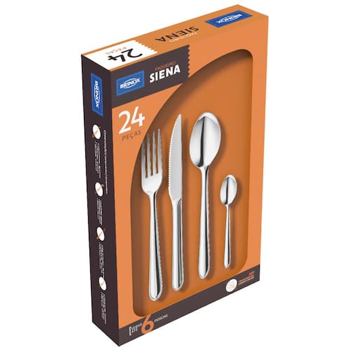 Faqueiro Brinox Siena em Aço Inox – 24 Peças Menor preço em Faqueiro Brinox Siena em Aço Inox – 24 Peças