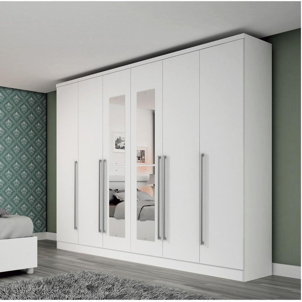 Guarda Roupa Casal com Espelho 6 Portas Sevilla Tcil Móveis Neve