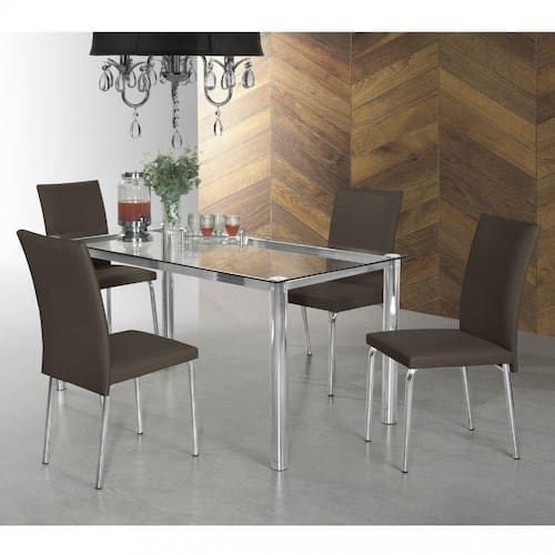 Conjunto Sala de Jantar Mesa Daiane 4 Cadeiras Viana Aço Nobre Móveis Marrom é boa?
