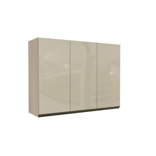 Armário Aéreo de Cozinha 3 Portas com Vidro 120cm Maxxi Kappesberg - Bege Menor preço em Armário Aéreo de Cozinha 3 Portas com Vidro 120cm Maxxi Kappesberg - Bege