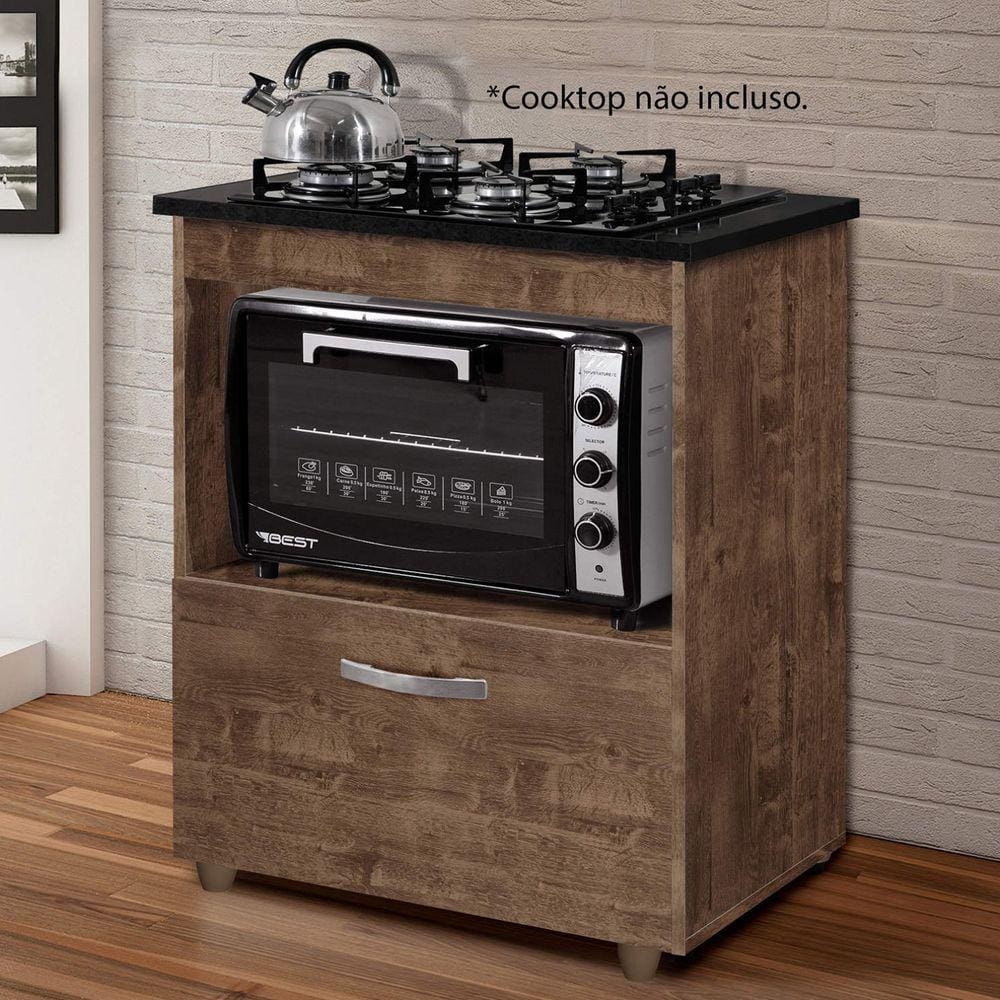 Balcão para Cooktop 1 Porta Basculante Salvia Kaiki Móveis Ipê