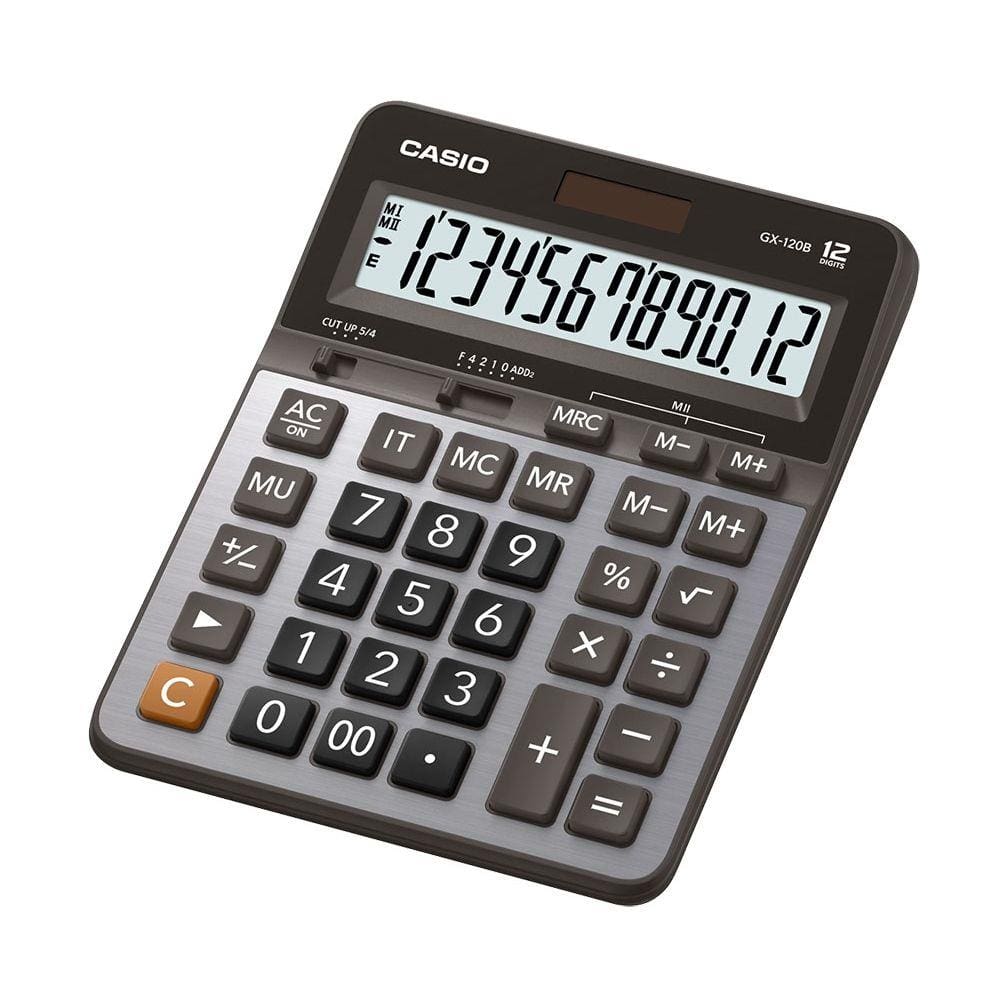 Calculadora de mesa com visor grande 12 dígitos e acabamento metalizado