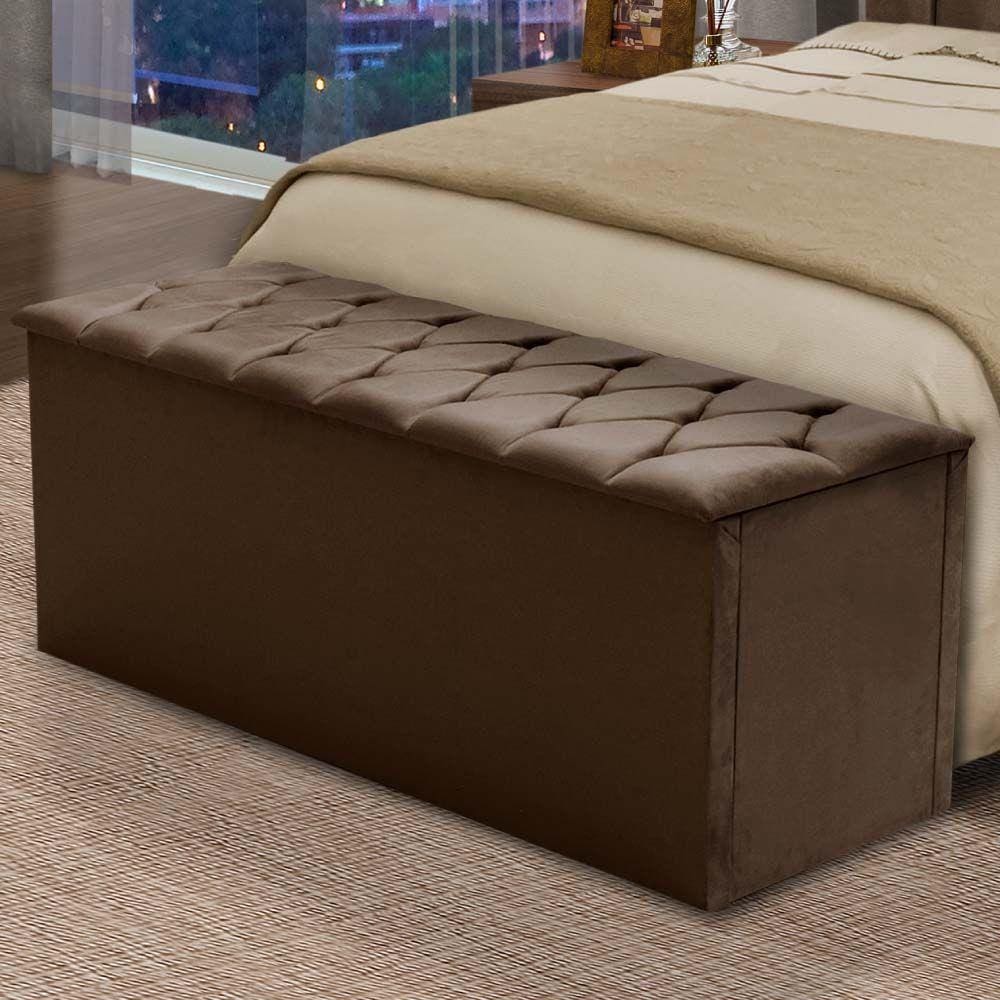 Baú Calçadeira Istambul Dobuê Chocolate 1,40M Suede