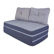 Puff Multiuso 3 Em 1 + Travesseiro Jacquard Azul Casal Bf Colchões