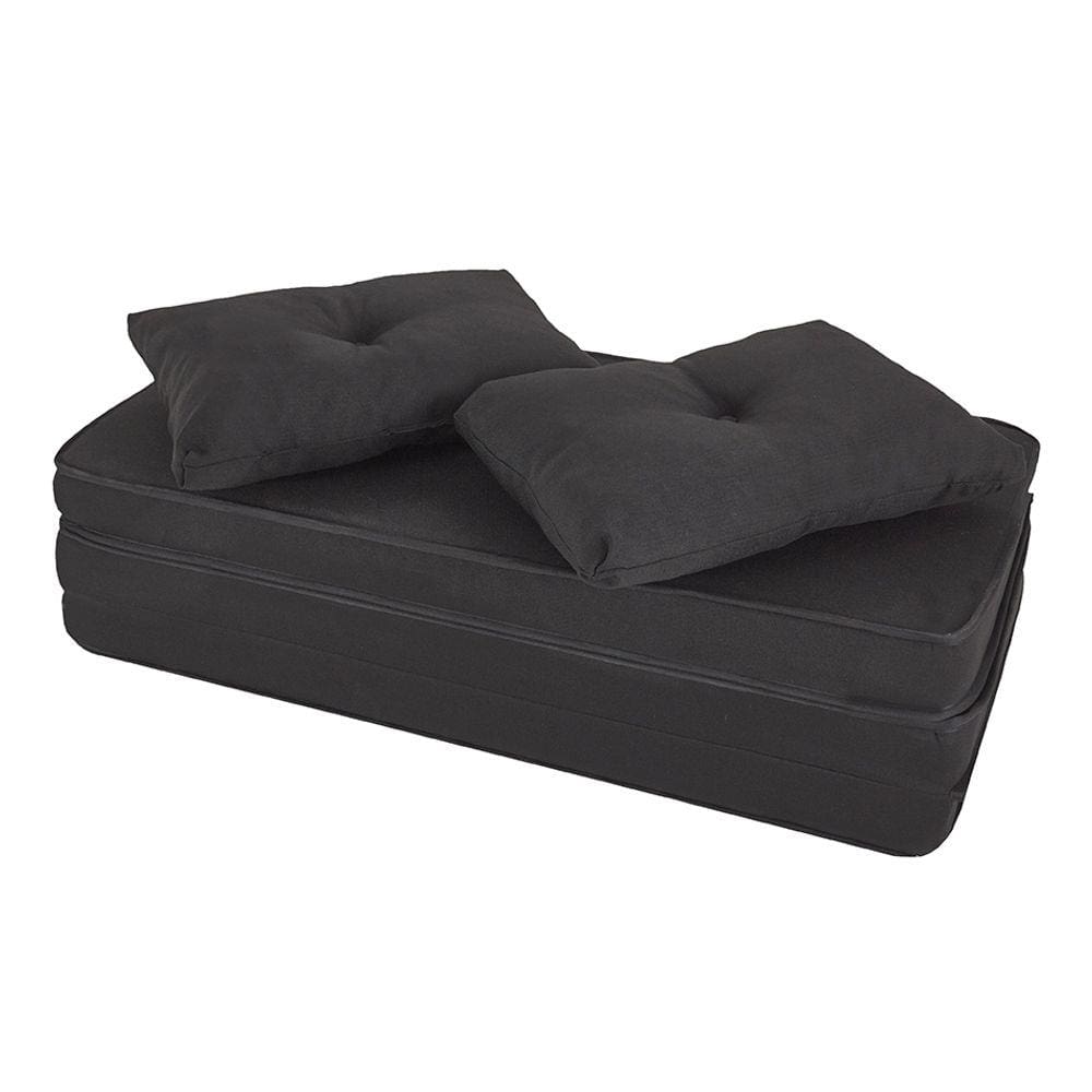 Puff Multiuso 3 Em 1 + Travesseiro Jacquard Preto Liso Casal Bf Colchões