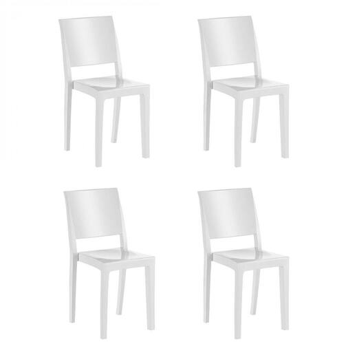 Conjunto 4 Cadeiras em Polipropileno Hydra Plus Cristal UZ Branco Menor preço em Conjunto 4 Cadeiras em Polipropileno Hydra Plus Cristal UZ Branco